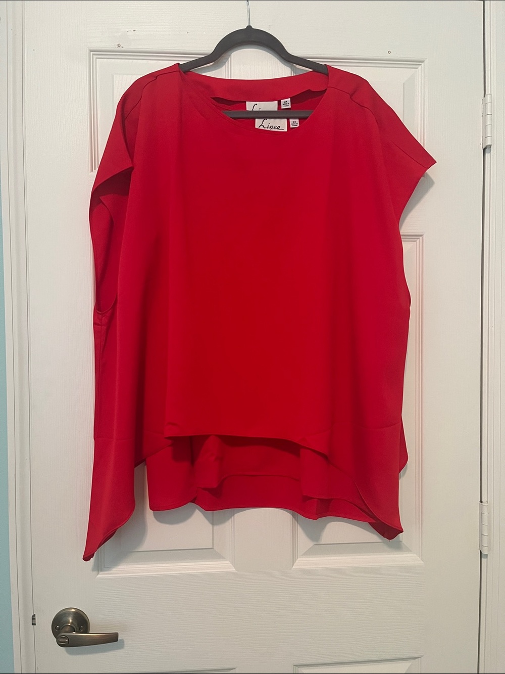 Red Two Piece Layered Cap-Sleeve Blouse and Tank